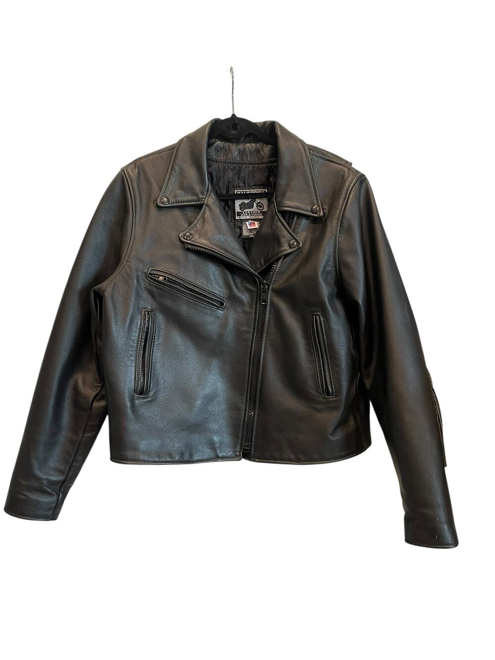 California Creations Leather Motorcycle Jacket RARE Lace Sides Size:16